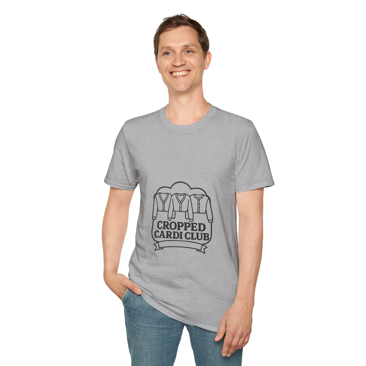 Cropped Cardi Club Trendy Knitwear Lover Graphic Tee - Trending Now - October 2026