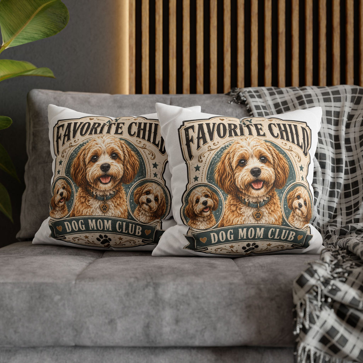 Dog Mom Pillowcase Milo Bailey Dog Dad Mom — "My Favorite Child" Spun Polyester Decorative Pillowcase