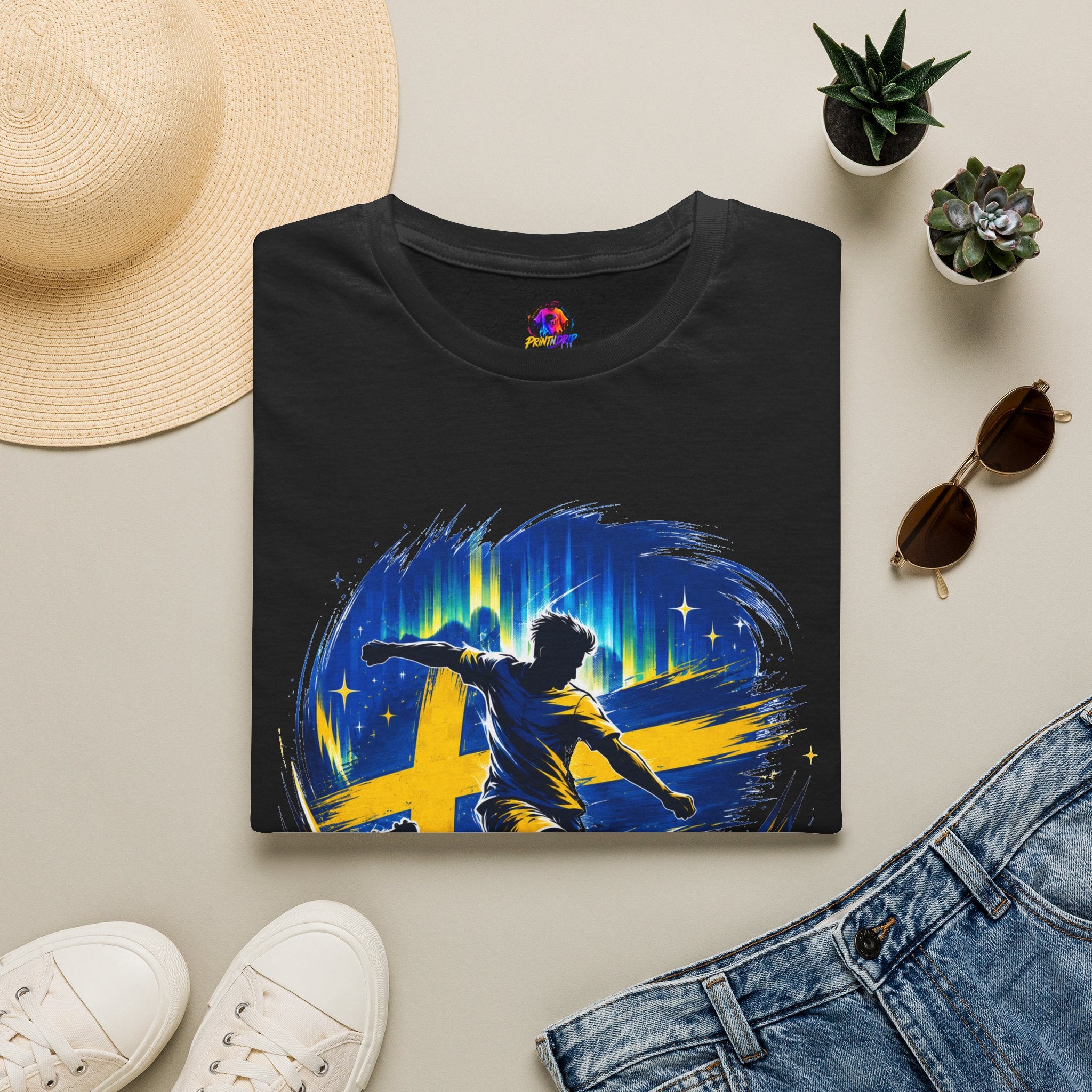 Sweden Nordic Thunder Soccer T-Shirt — Sweden Football Fan Tee