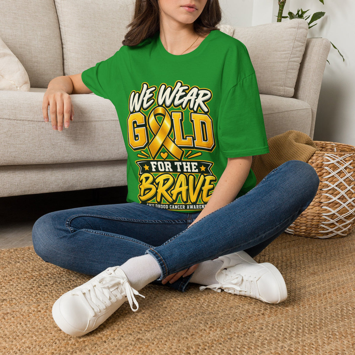 Childhood Cancer Awareness T-Shirt — "We Wear Gold For The Brave"