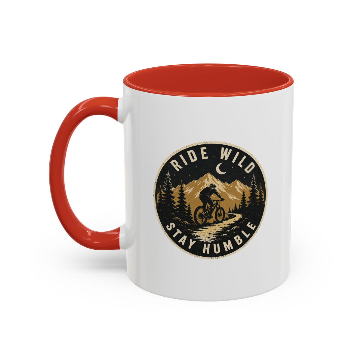 Milo Bailey Dog Dad Mom Ride Wild Stay Humble Accent Coffee Mug — Mountain Biking Adventure Travel Gift