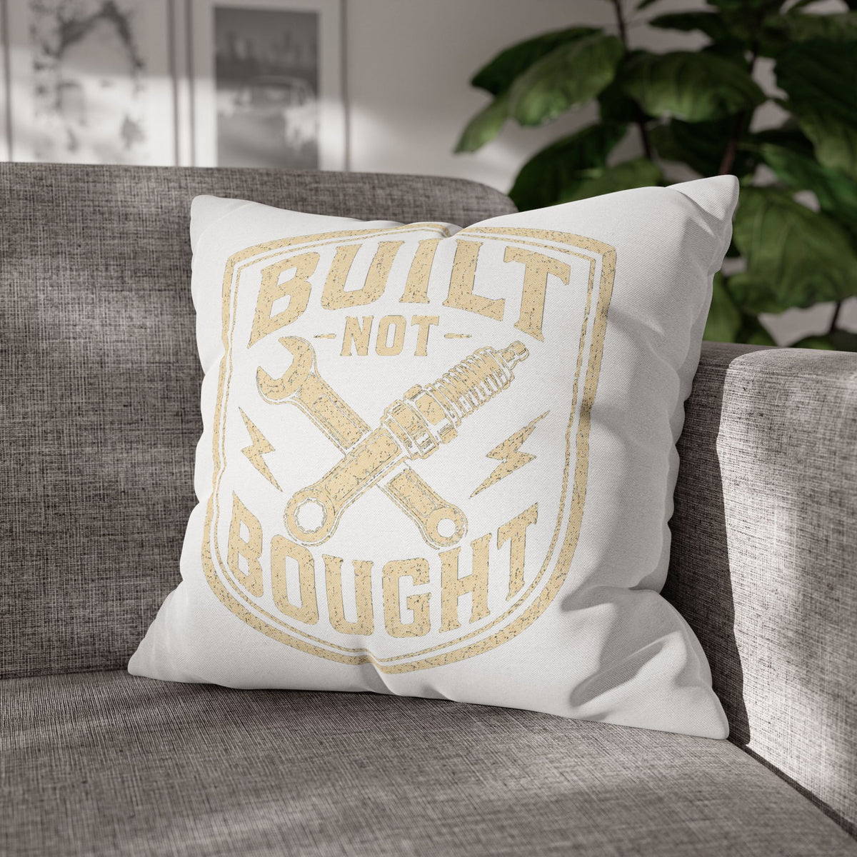 Built Not Bought Decorative Pillowcase Milo Bailey Dog Dad Mom- Mechanics & DIY Accent Cushion