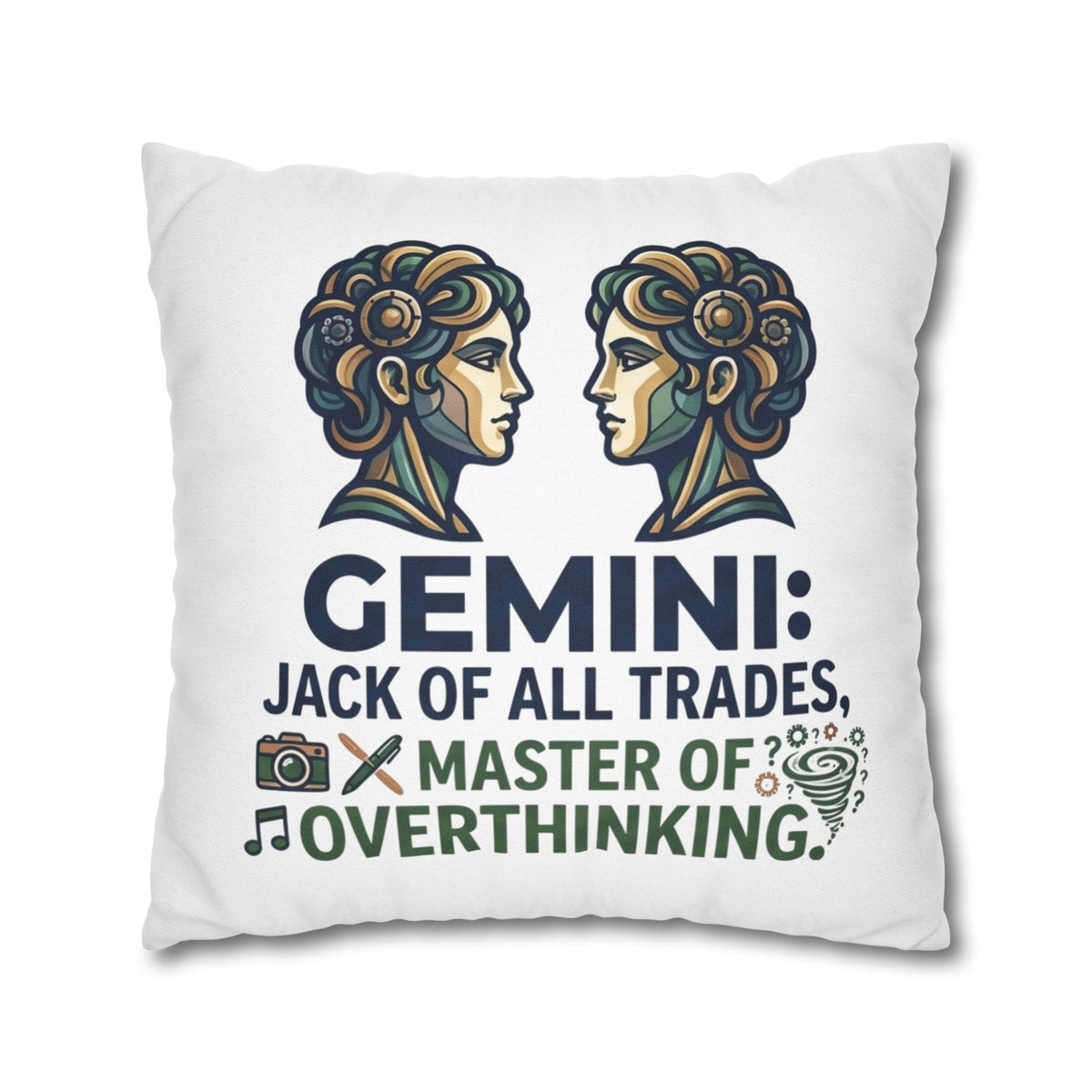 Gemini Pillowcase – "Jack of All Trades, Master of Overthinking" Astrology Throw Pillow