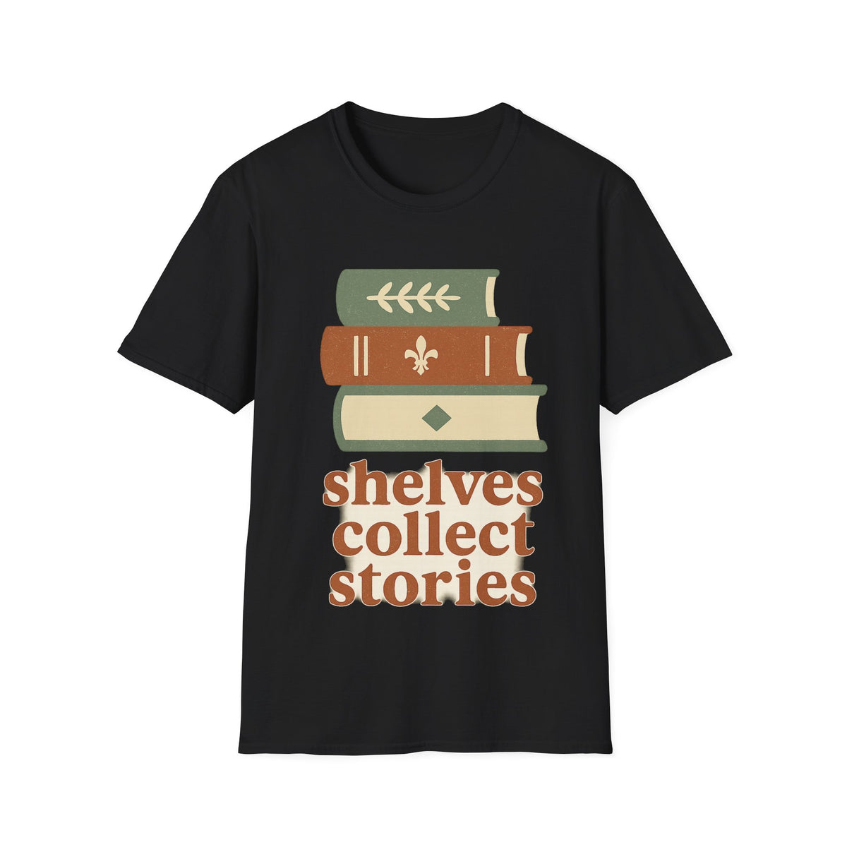 Shelves Collect Stories Cute Book Spine T-Shirt, Retro Bookworm Library Graphic Tee - Trending Now - September 2026