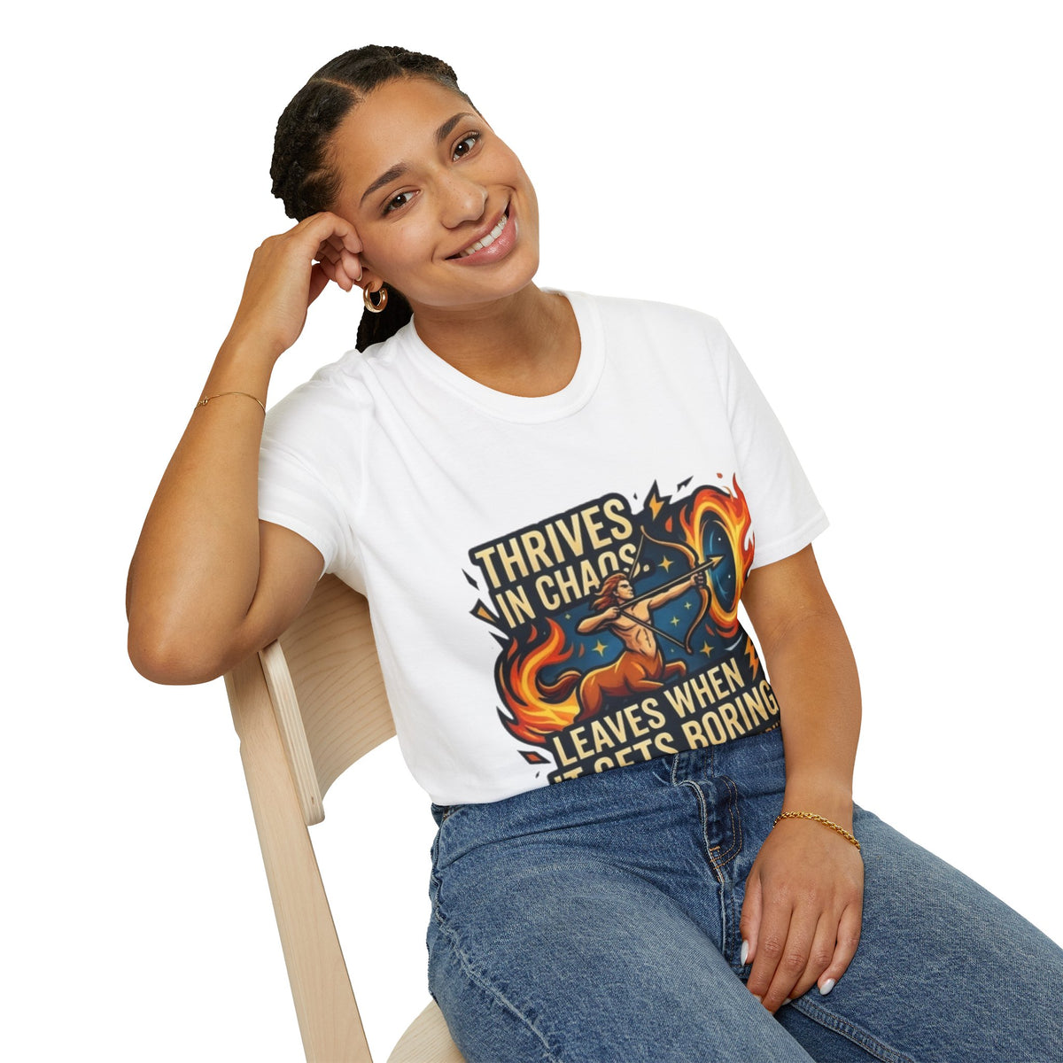 Sagittarius Archer T‑Shirt — "Thrives in Chaos" Zodiac Fire Sign Tee
