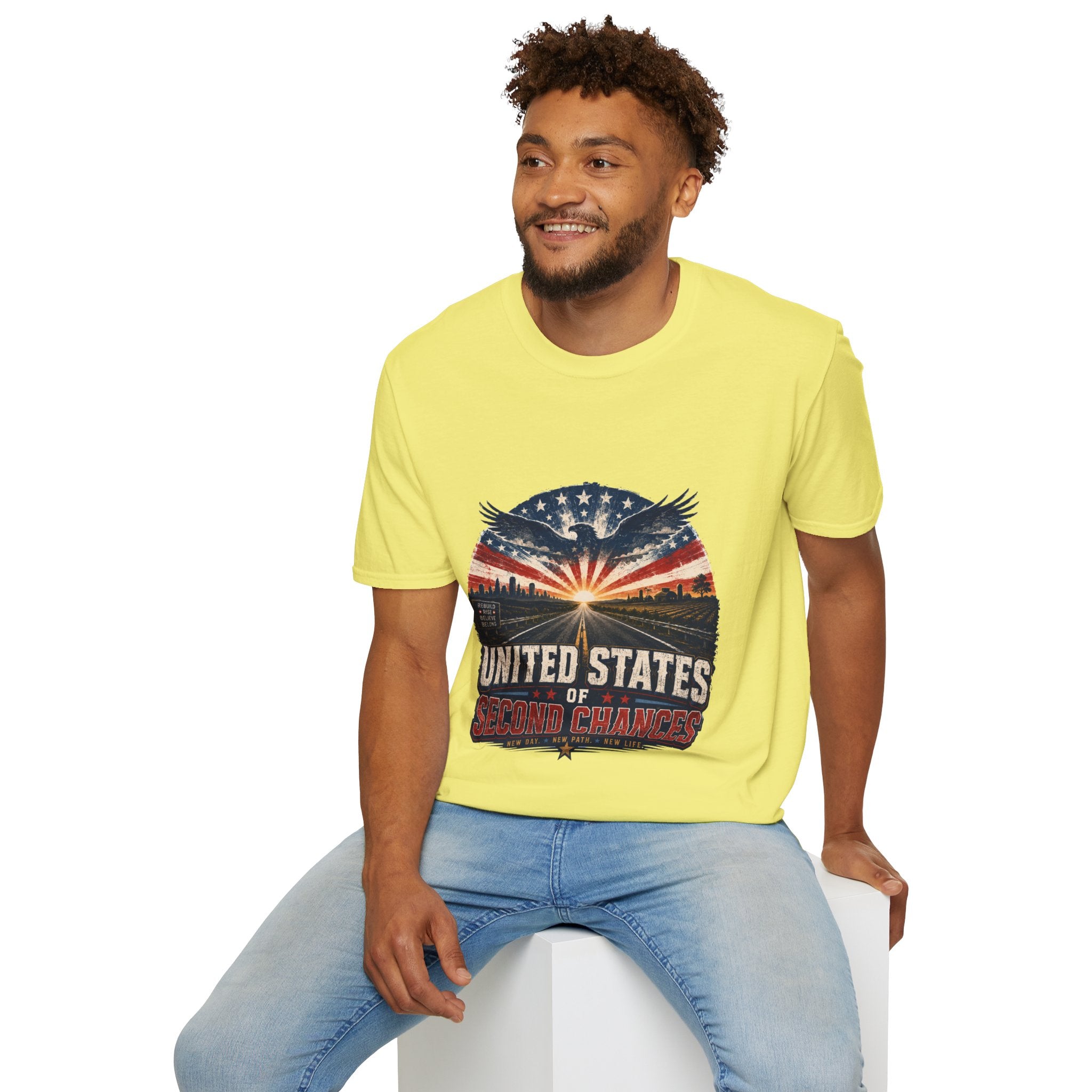 Patriotic Eagle T-Shirt — United States Skyline Vintage Flag Design