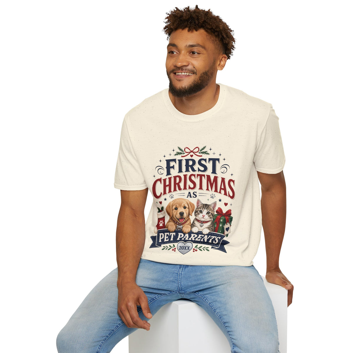 T-Shirt — "First Christmas as Pet Parents" Holiday Tee