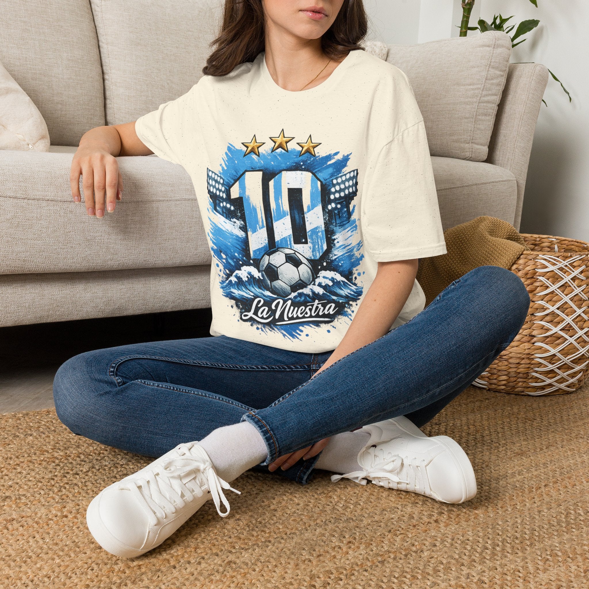 Argentina Soccer Fan T-Shirt — 'La Nuestra' #10 Jersey Design