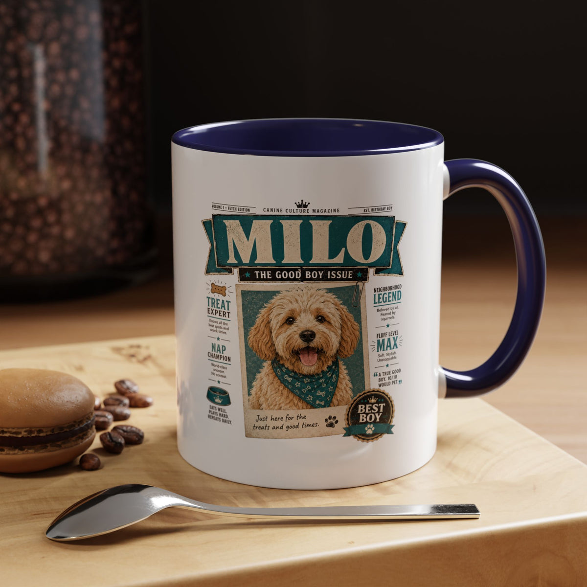 Milo Bailey Dog Dad Mom Personalized Dog Mug – “Milo” Good Boy Vintage Pet Coffee Mug