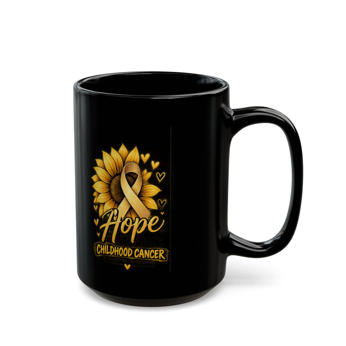 Hope Childhood Cancer Mug — Sunflower & Gold Ribbon Memorial Coffee Cup (11oz, 15oz)