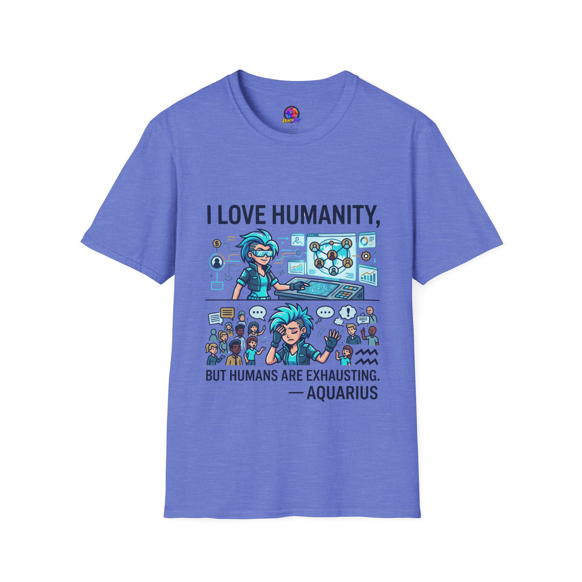 Aquarius Zodiac I Love Humanity T-Shirt — Funny Aquarist Marine Biologist Tee