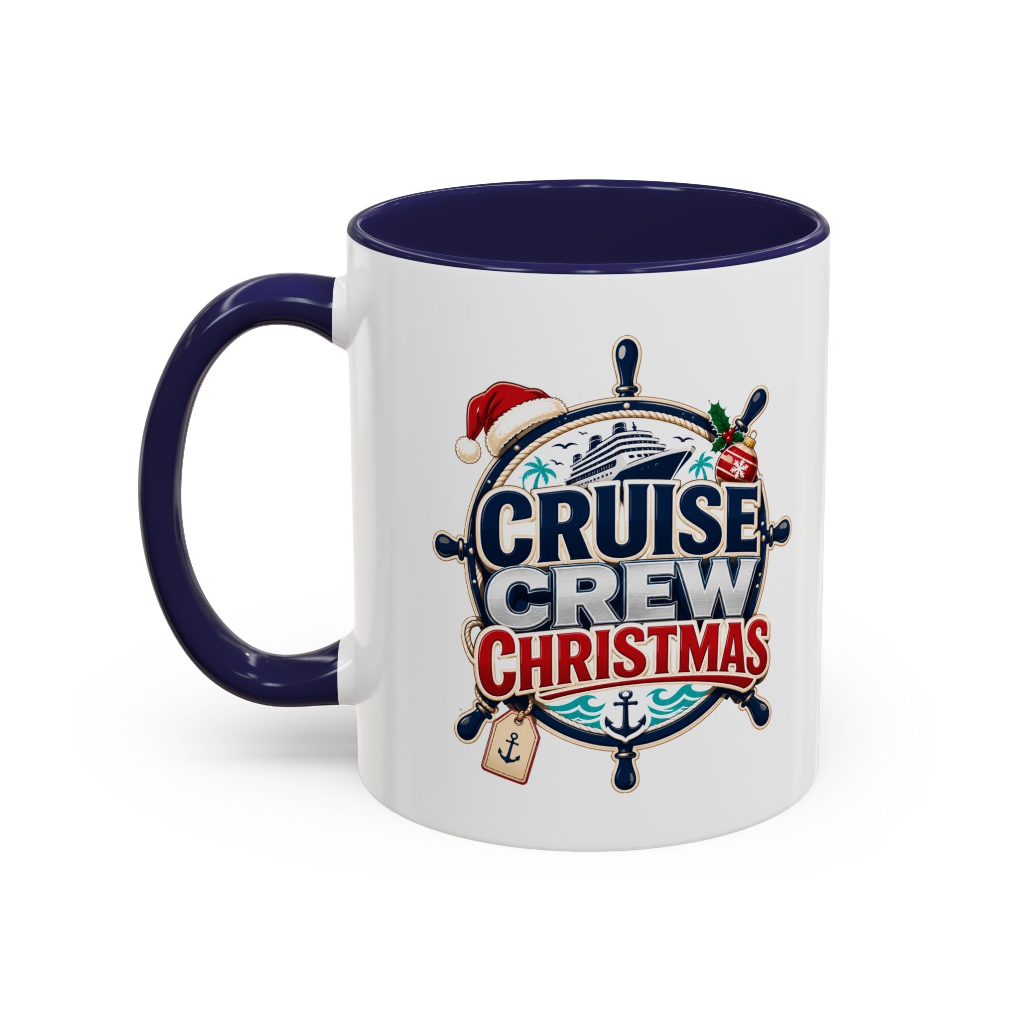 Modern Day Christmas  Cruise Crew Accent Coffee Mug - Holiday Nautical Travel Gift (11/15oz)