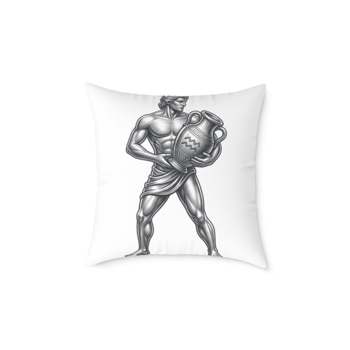 Aquarius Zodiac Pillow — Silver Water-Bearer Decorative Square Throw Pillow
