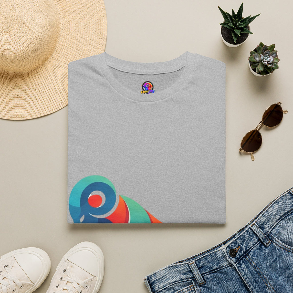 Ram Graphic T-Shirt — Colorful Geometric Sheep/Goat Art