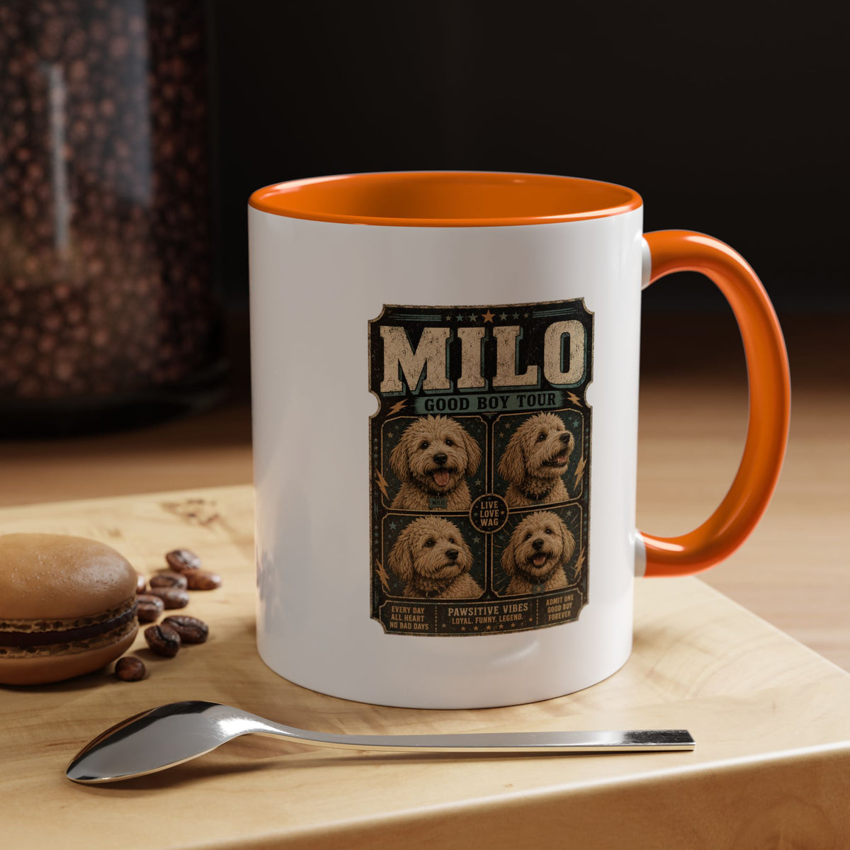 Milo Bailey Dog Dad Mom Personalized Milo Dog Coffee Mug — "Good Boy Tour" Accent Mug