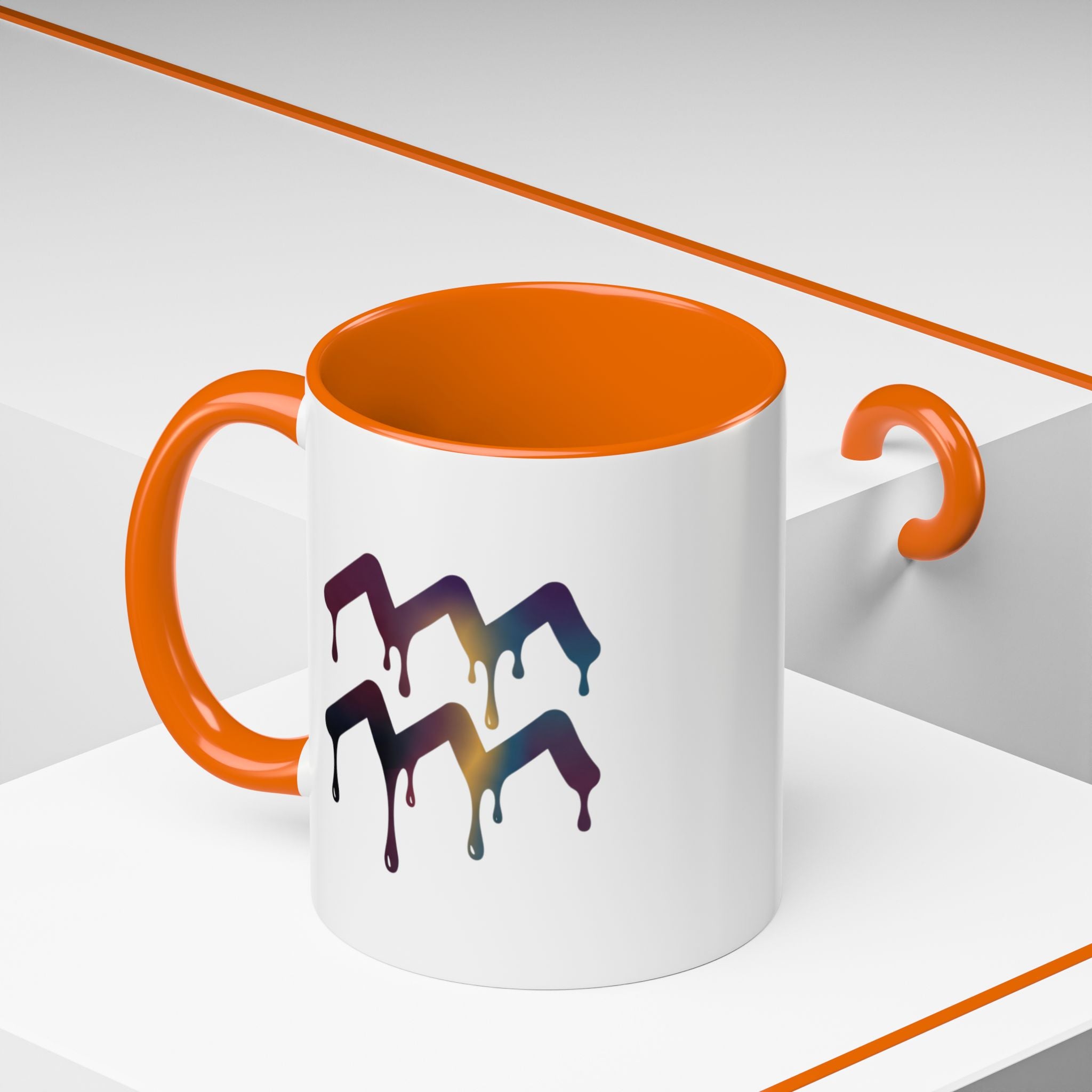 Dripping Rainbow Chevron Accent Coffee Mug — Colorful Gradient Art