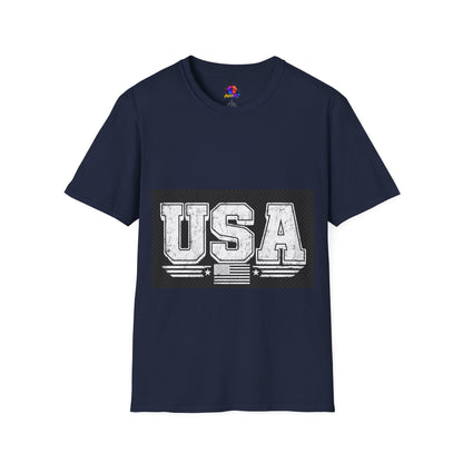 USA Vintage Block T-Shirt — Patriotic Americana Graphic Tee