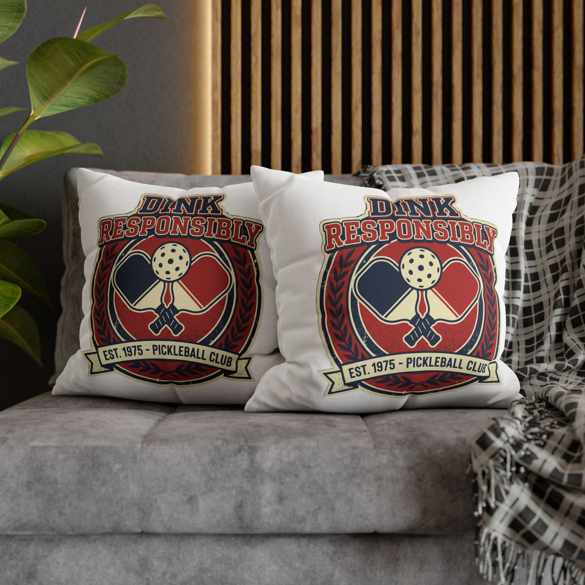 Funny Dink Responsibly Pickleball Club Pillowcase — Retro Pickleball Paddle Throw Pillow