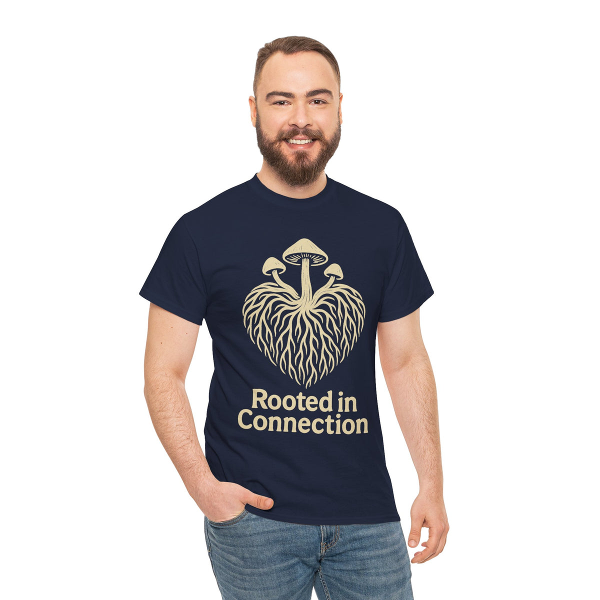 Rooted in Connection Mushroom Graphic Tee - Aesthetic Nature T-Shirt - Trending Now - September 2026