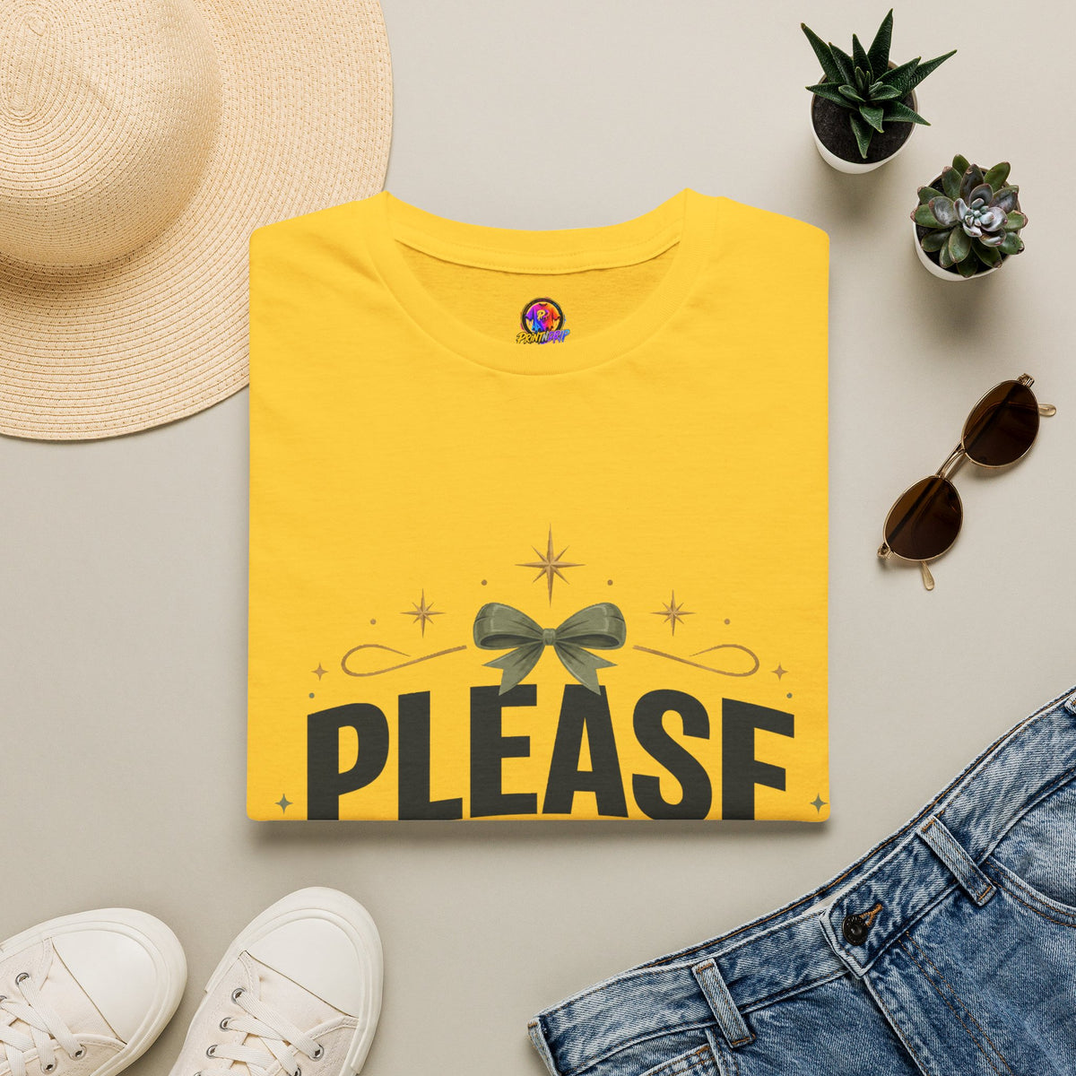 T-Shirt — Please Don’t Post Me Graphic Tee (Cute Bow, Social Media Humor)