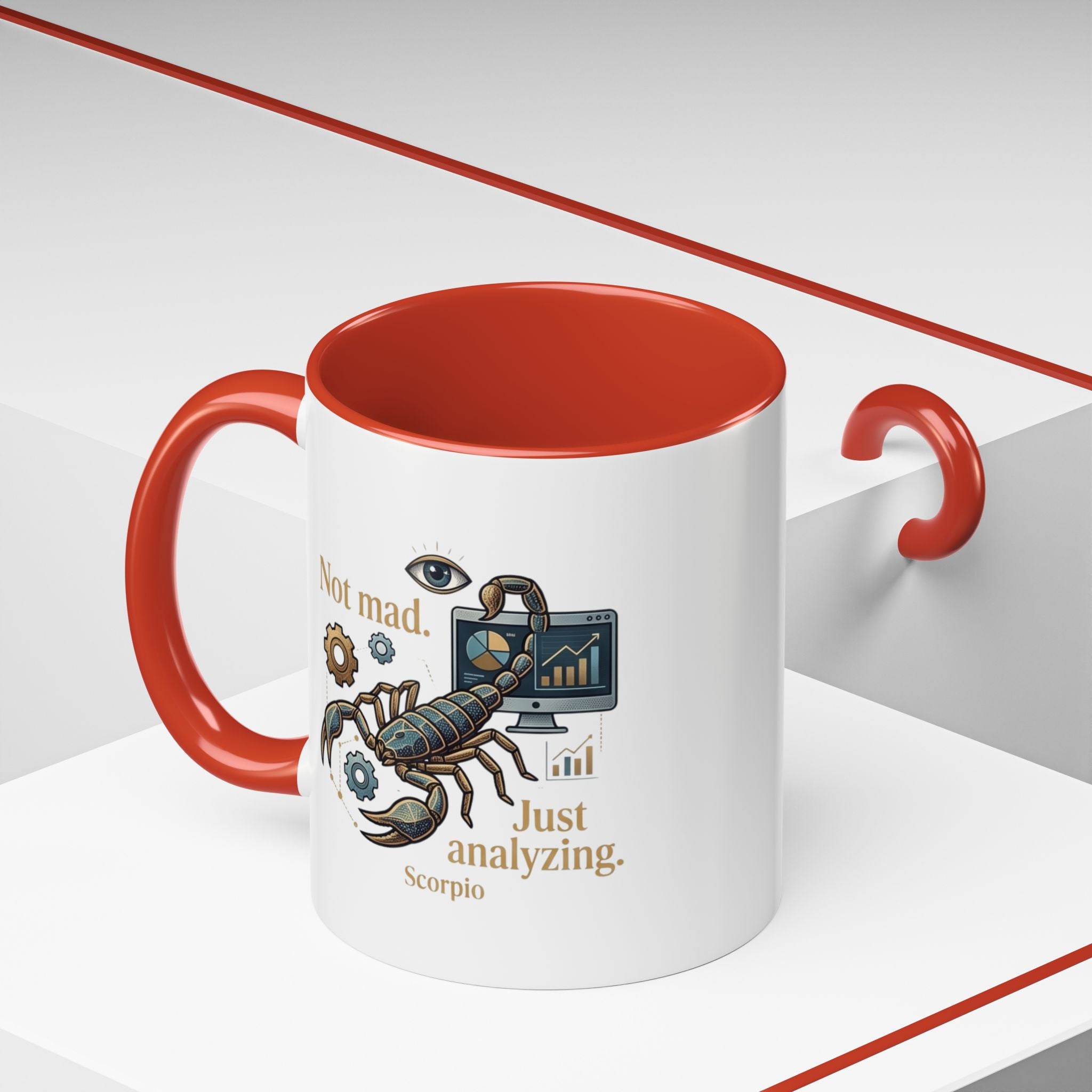 Scorpio Coffee Mug — "Not Mad. Just Analyzing." Accent 11/15oz