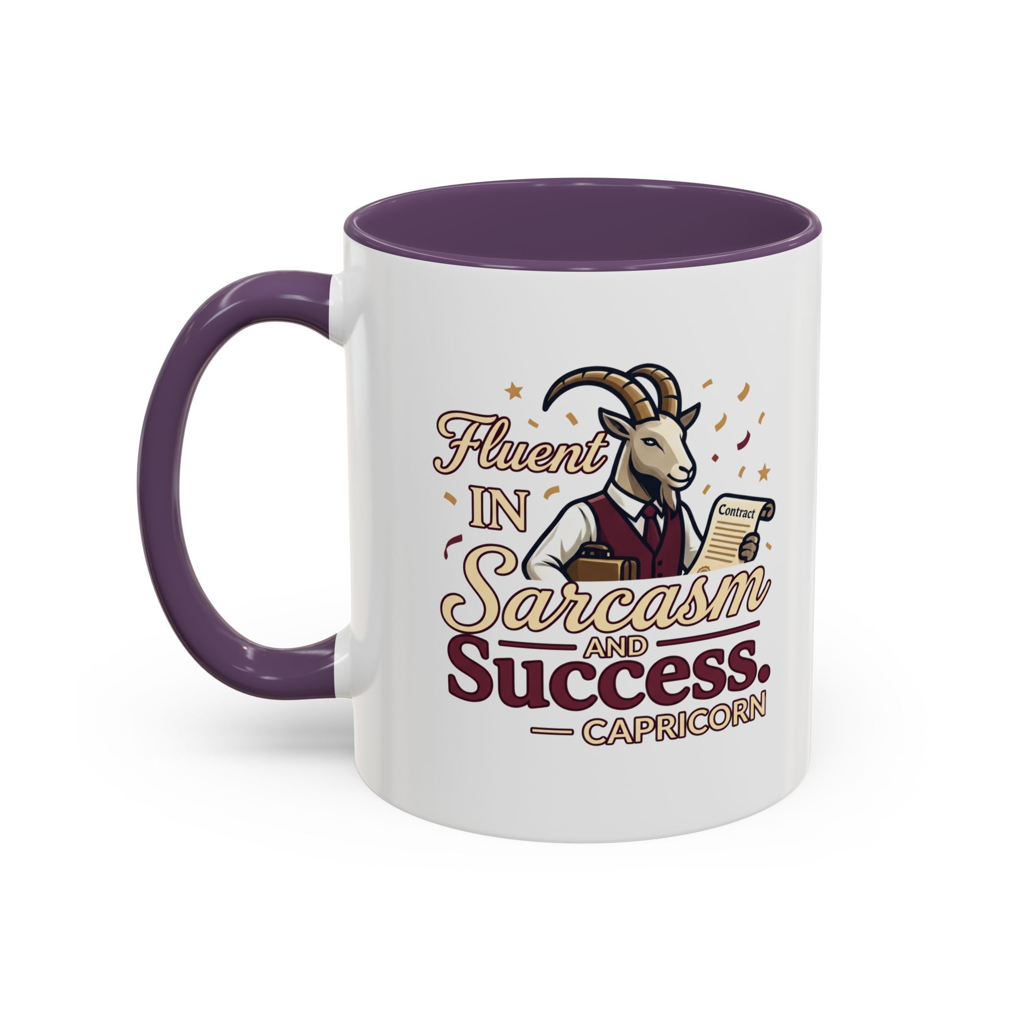 Capricorn Coffee Mug — "Fluent in Sarcasm and Success" Accent Mug