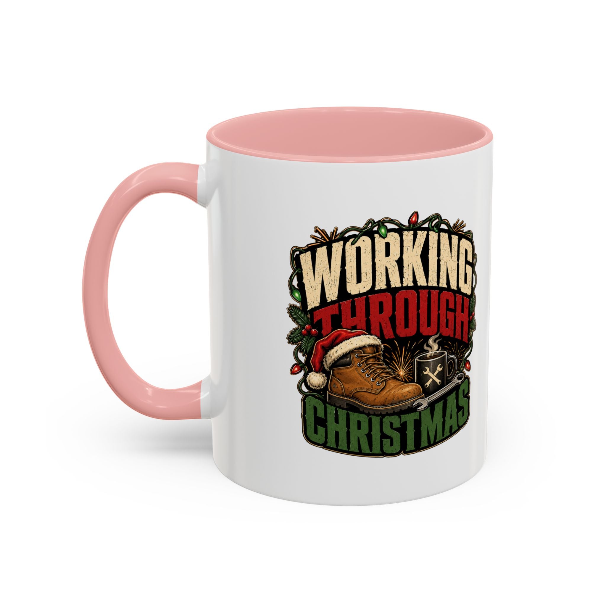 Modern Day Christmas Working Through Christmas Coffee Mug — Funny Holiday Work & Overtime Gift