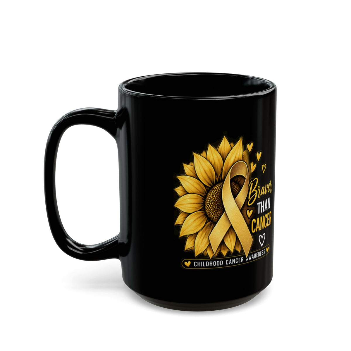 Braver Than Childhood Cancer Sunflower Awareness Mug