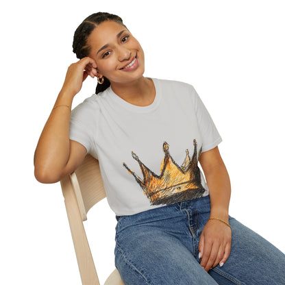 Crowned Sketch T‑Shirt — Hand‑Drawn Gold Crown Graphic Tee