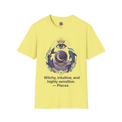 Pisces Mystic Eye T-Shirt — Witchy Astrology Moon & Crown Design