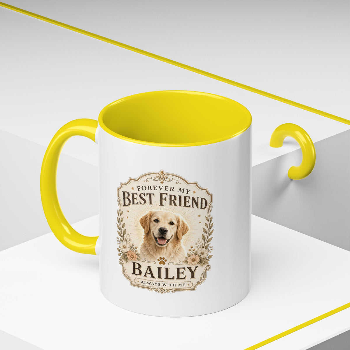 Milo Bailey Dog Dad Mom Forever My Best Friend Dog Coffee Mug — Personalized Pet Name Accent Mug