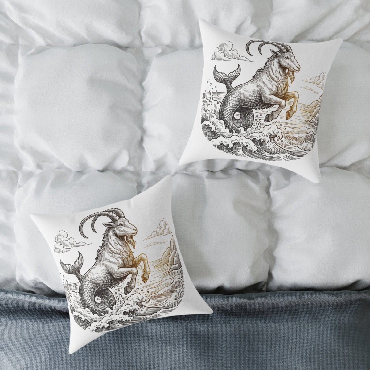 Capricorn Sea-Goat Decorative Pillow — Zodiac Mythology Throw Pillow