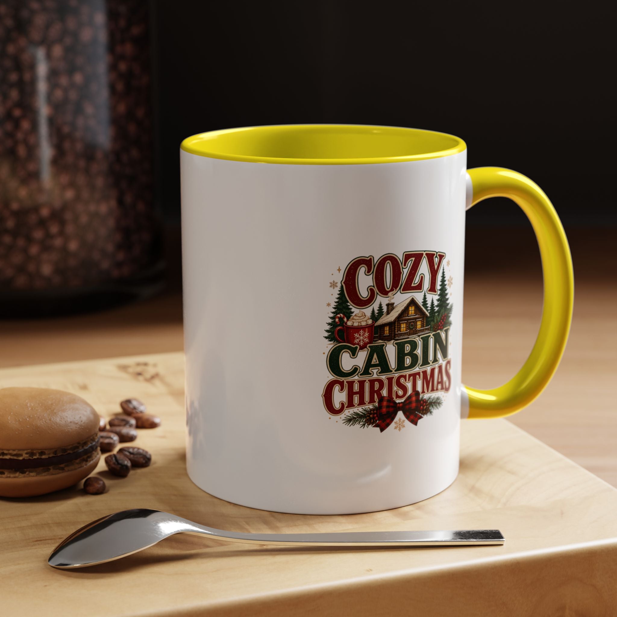Cozy Cabin Christmas Accent Coffee Mug – Holiday Cabin Coffee Cup