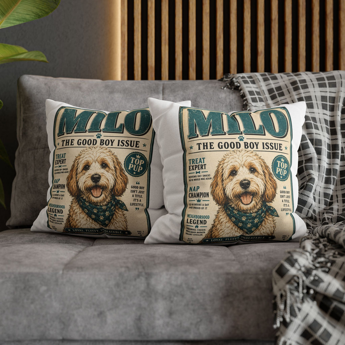 Milo 'The Good Boy Issue' Decorative Pillowcase Milo Bailey Dog Dad Mom
