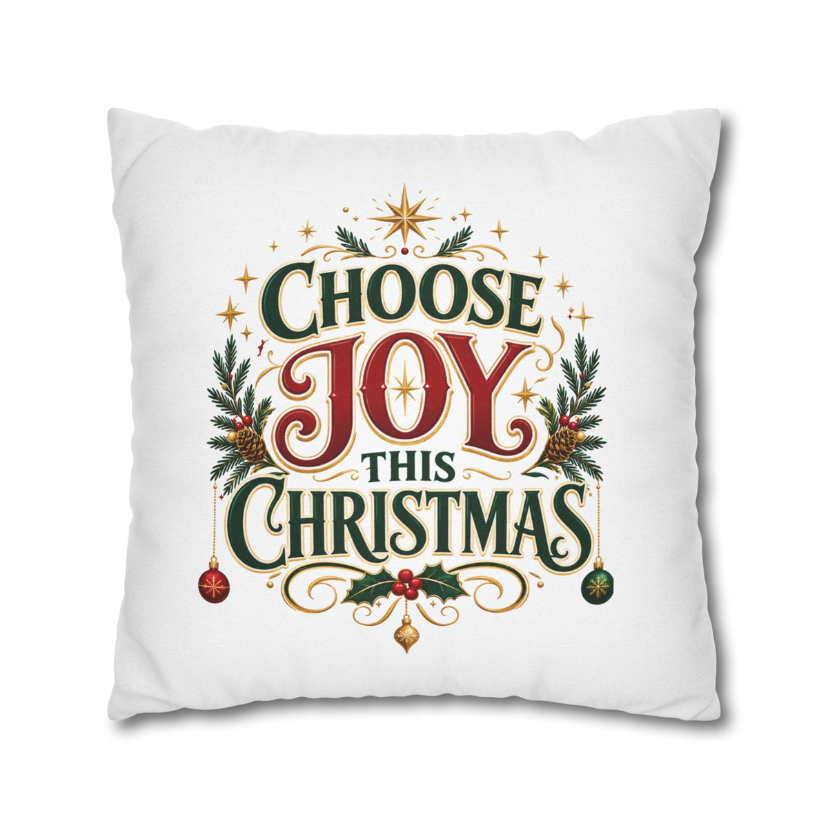 Choose Joy This Christmas Pillowcase – Festive Holiday Decorative Throw Pillow Cover