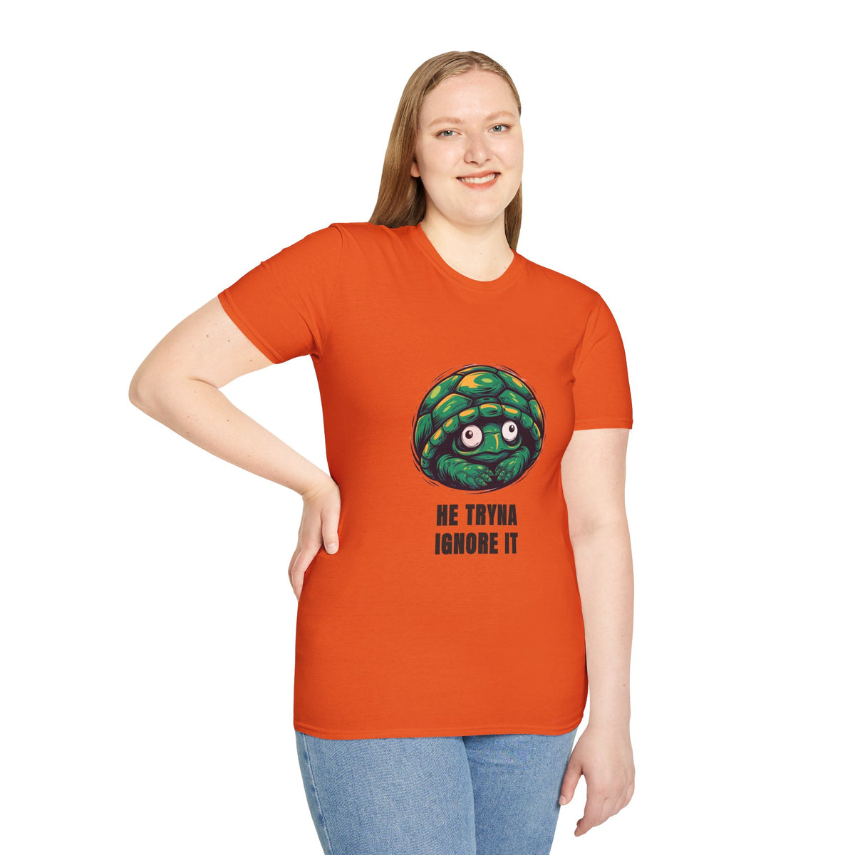 Turtle Peeking T‑Shirt — "He Tryna Ignore It" Cute Cartoon Tee - Trending Now - August 2026