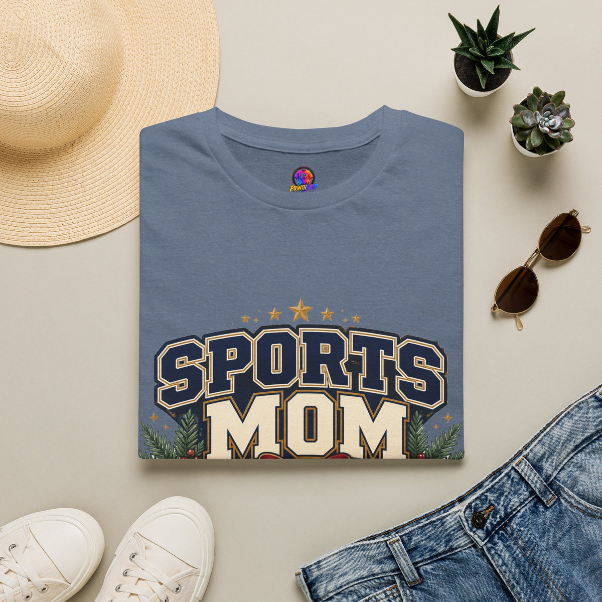 Sports Mom T‑Shirt — "Holiday Hustle" Athletic Mom Tee