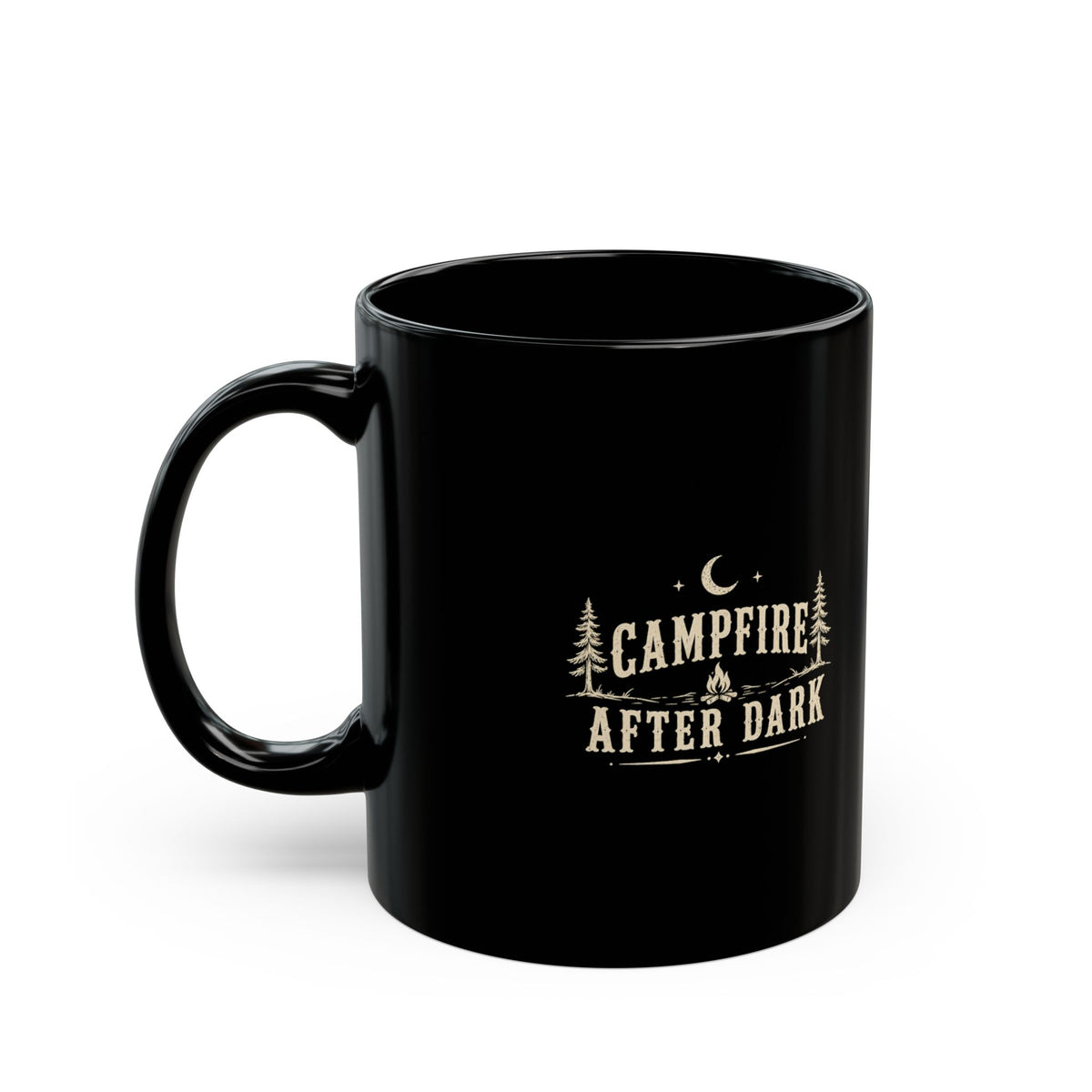Milo Bailey Dog Dad Mom Campfire After Dark Black Mug — Rustic Camping Coffee Cup