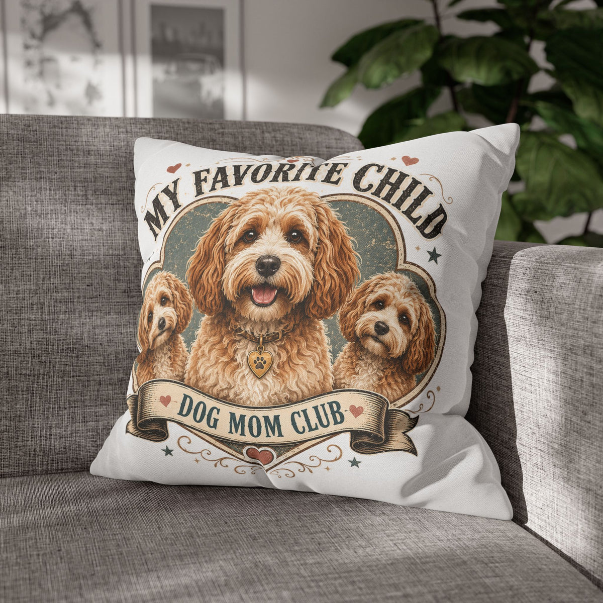 My Favorite Child Dog Mom Club Pillowcase  Milo Bailey Dog Dad Mom— Cute Doodle Pet Throw Pillow Cover