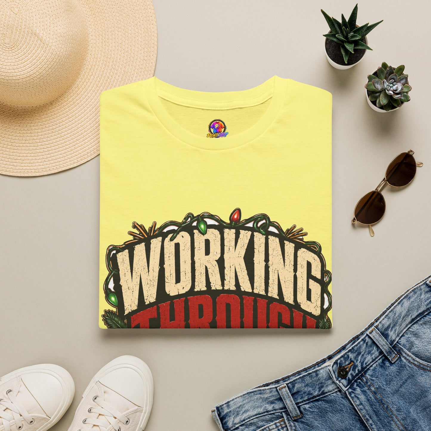 Working Through Christmas T-Shirt — Funny Holiday Nurse/Worker Gift