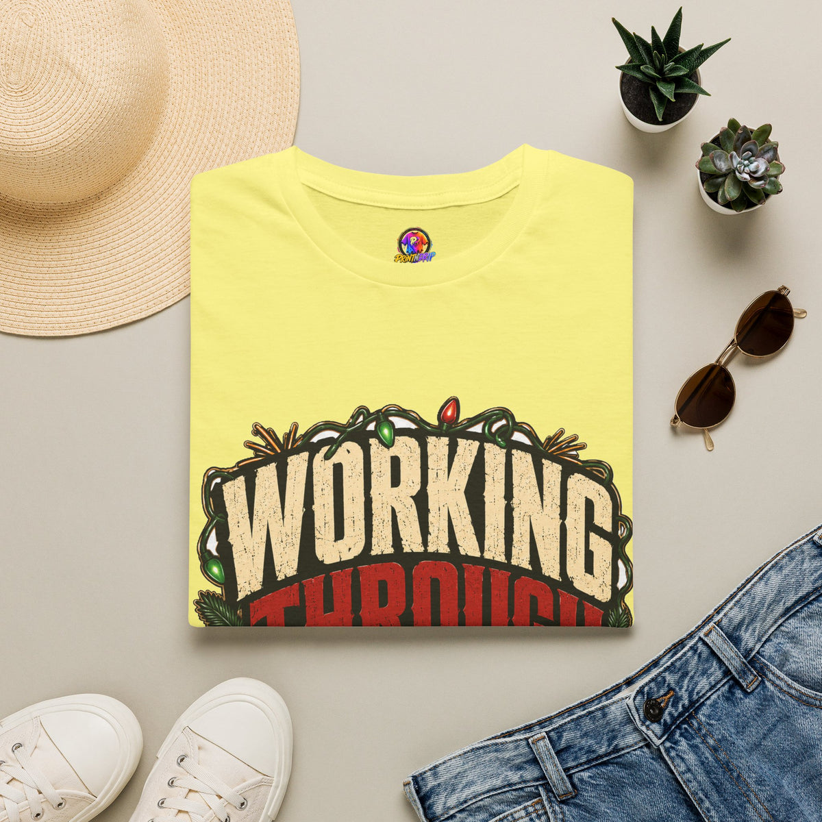 Working Through Christmas T-Shirt — Funny Holiday Nurse/Worker Gift