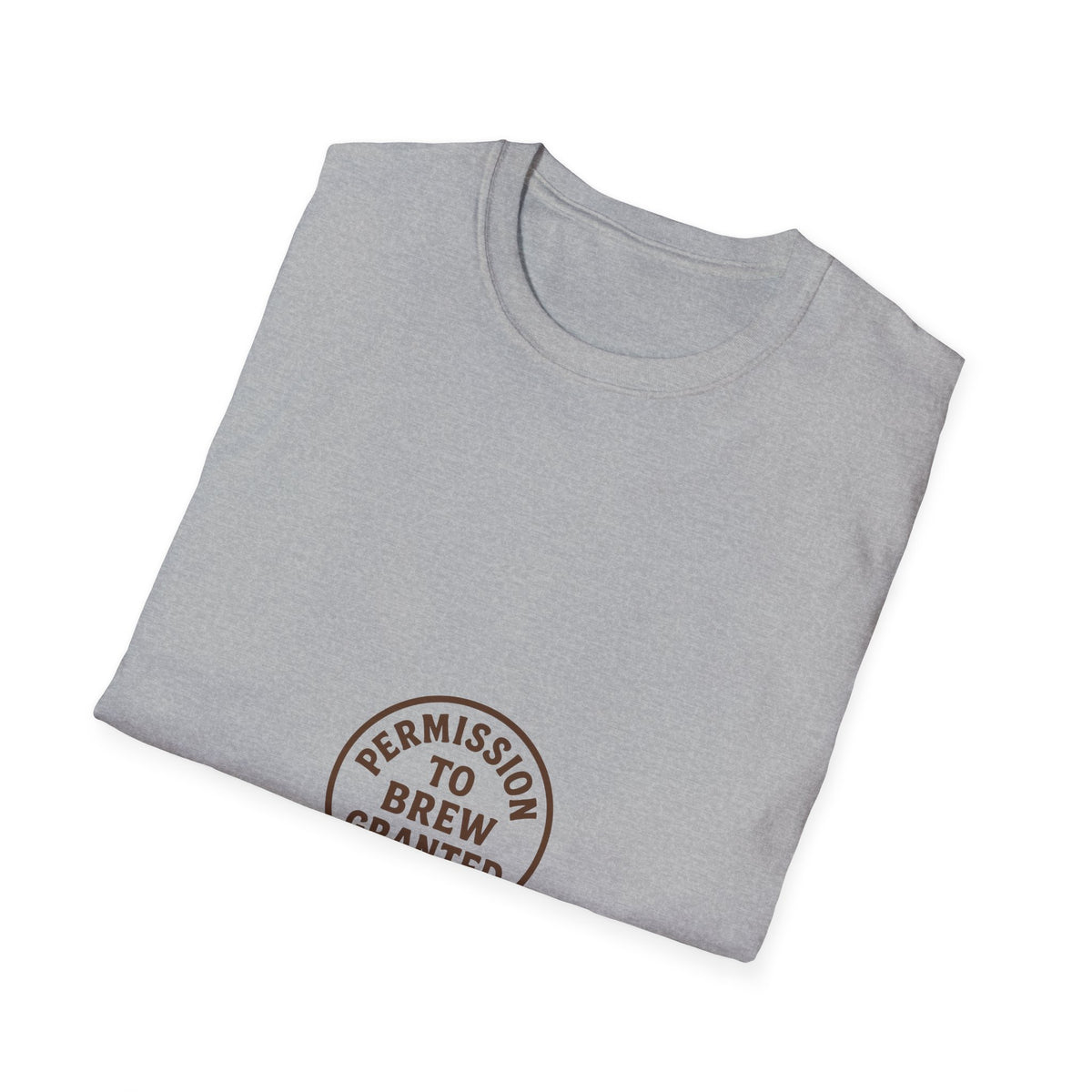 Permission To Brew Granted Circular Badge T-Shirt, Funny Coffee Roaster Typography Tee - Trending Now - September 2026