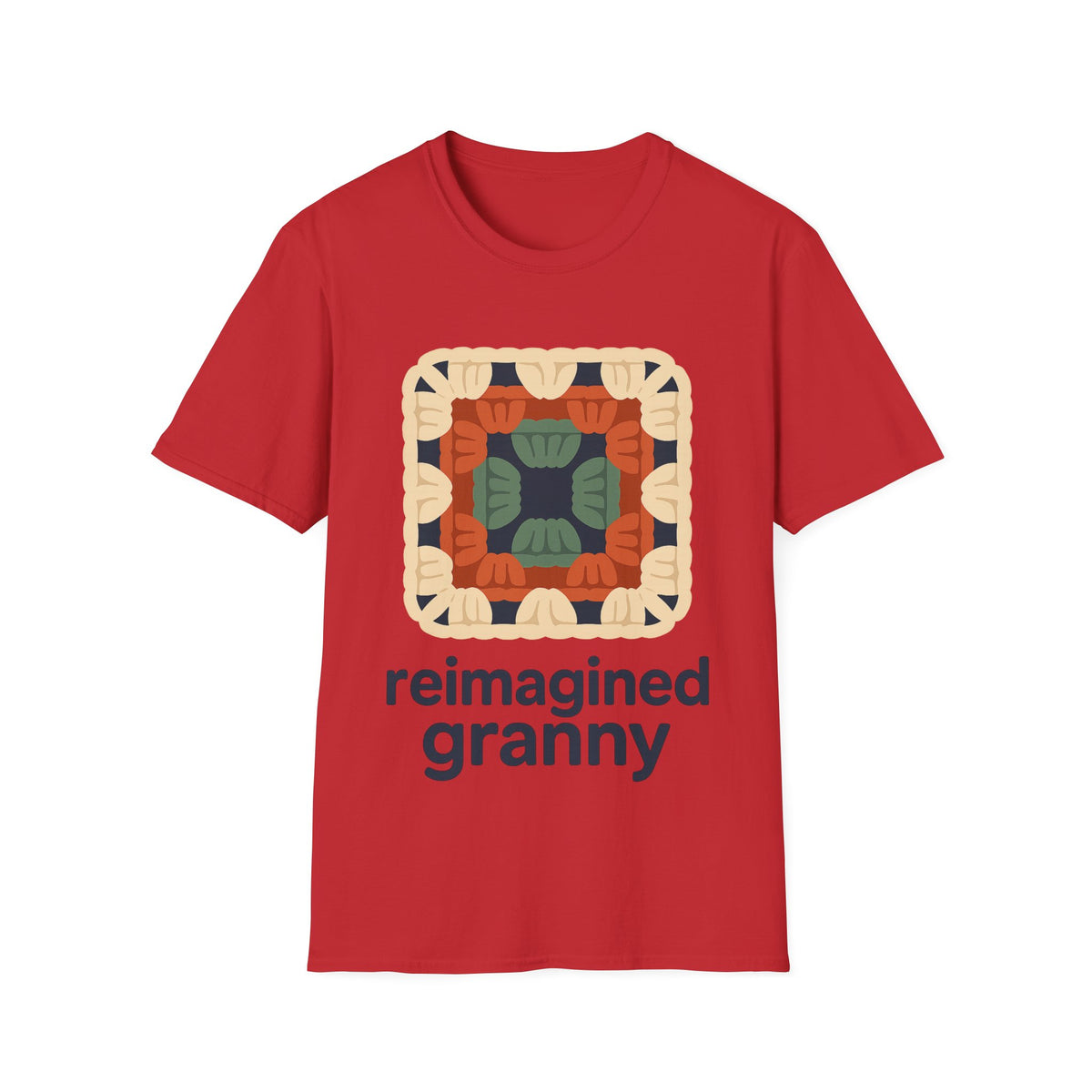 "Reimagined Granny" Retro Crochet Tee | Colorful Granny Square T-Shirt - Trending Now - September 2026