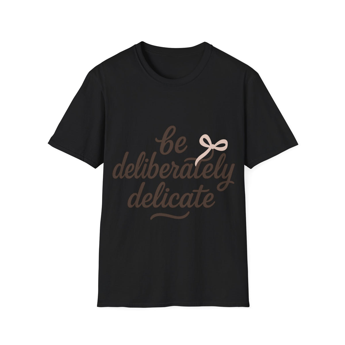 "Be Deliberately Delicate" Minimalist Script Quote Tee - Aesthetic Elegant Script White T-Shirt - Trending Now - September 2026