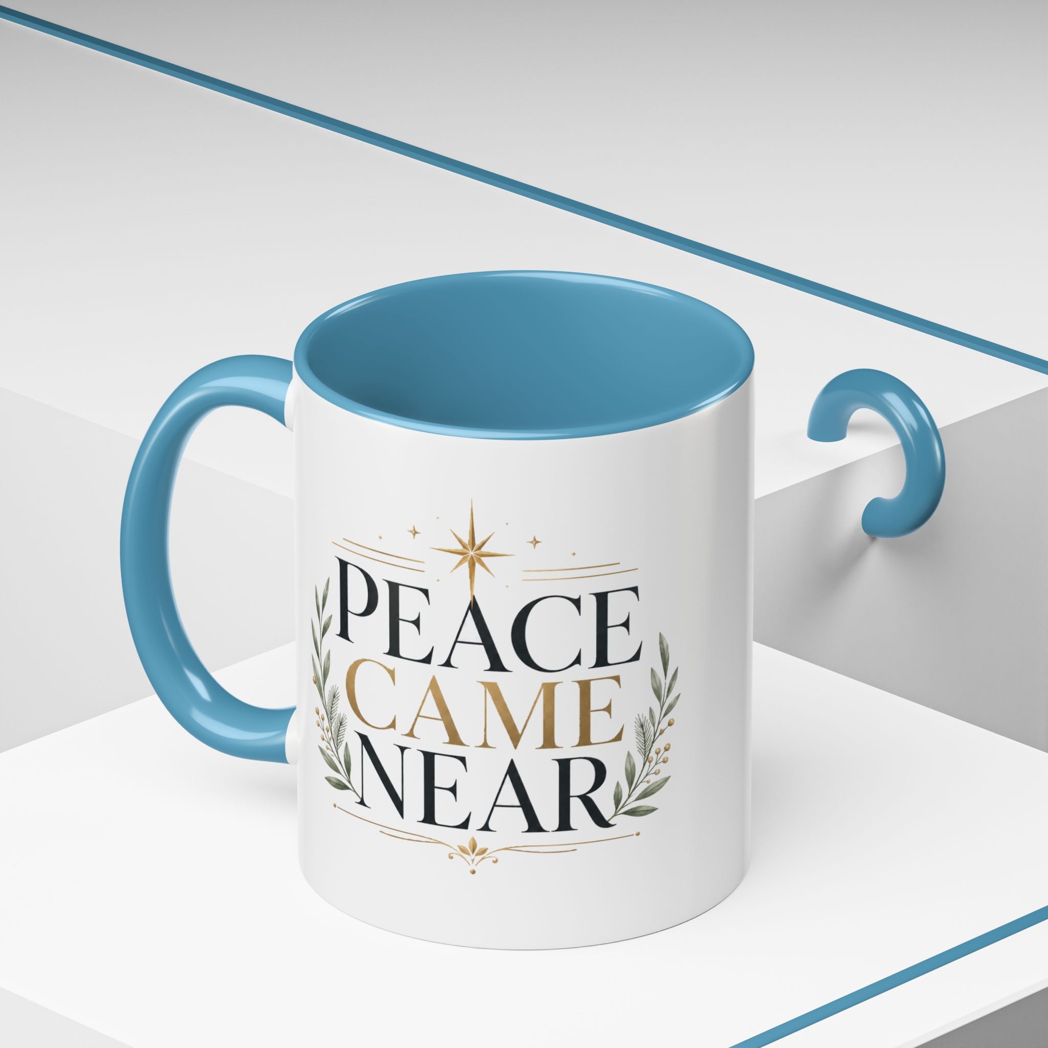 Christmas Peace Came Near Accent Coffee Mug — Holiday Christian Christmas Tea Cup