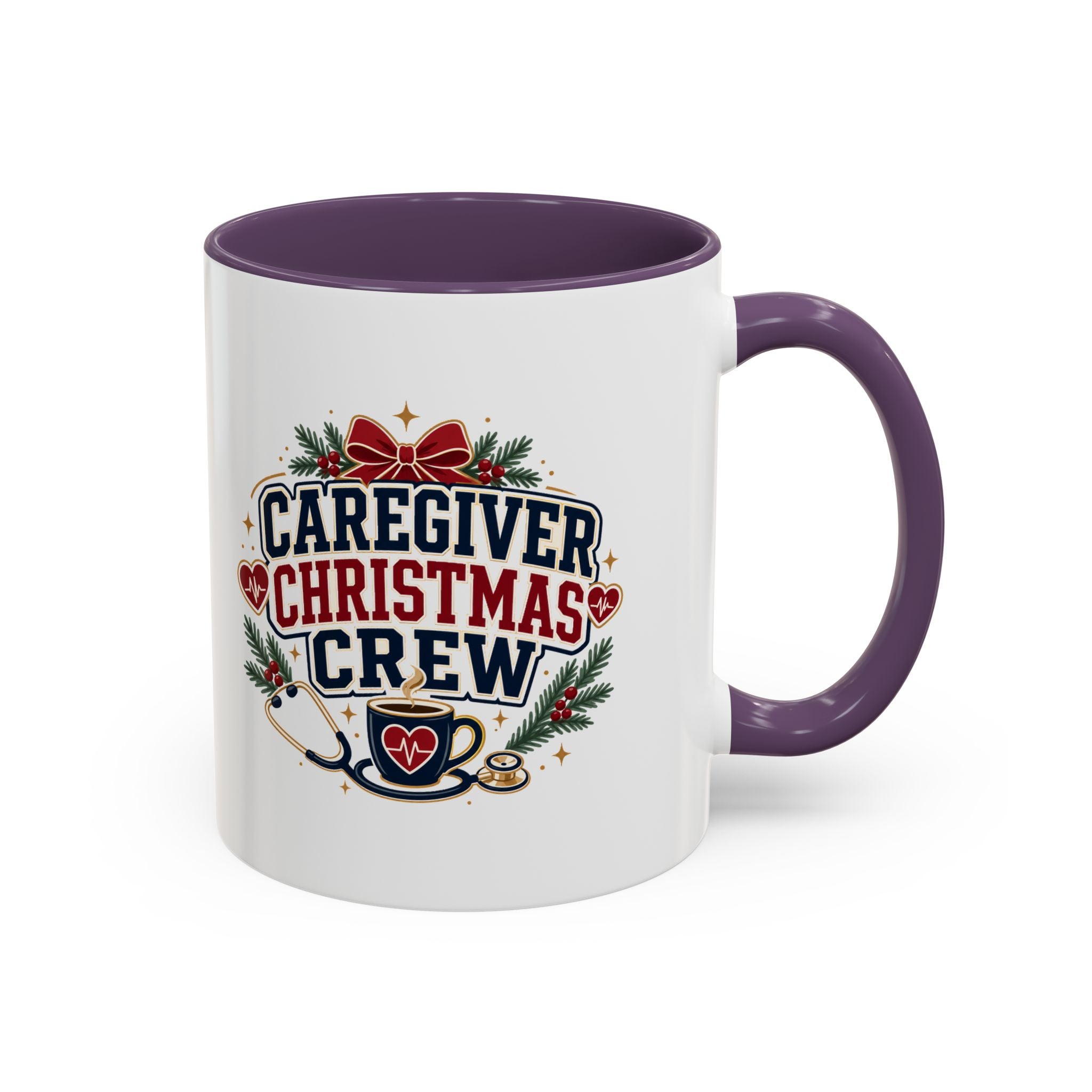Modern Day Christmas Caregiver Christmas Crew Accent Coffee Mug – Holiday Nurse & Caregiver Gift (11/15oz)