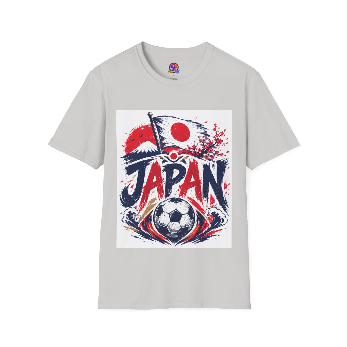 Japan Soccer T-Shirt — Japanese Flag & Cherry Blossom Football Graphic