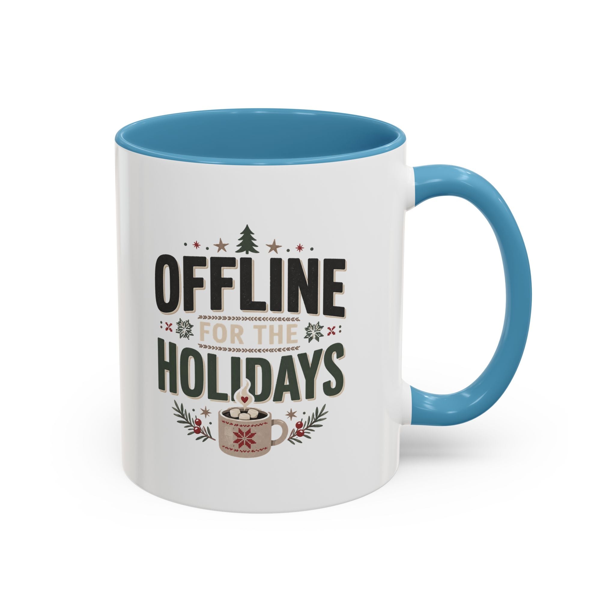Christmas Holiday Coffee Mug — “Offline for the Holidays” Accent Ceramic Mug
