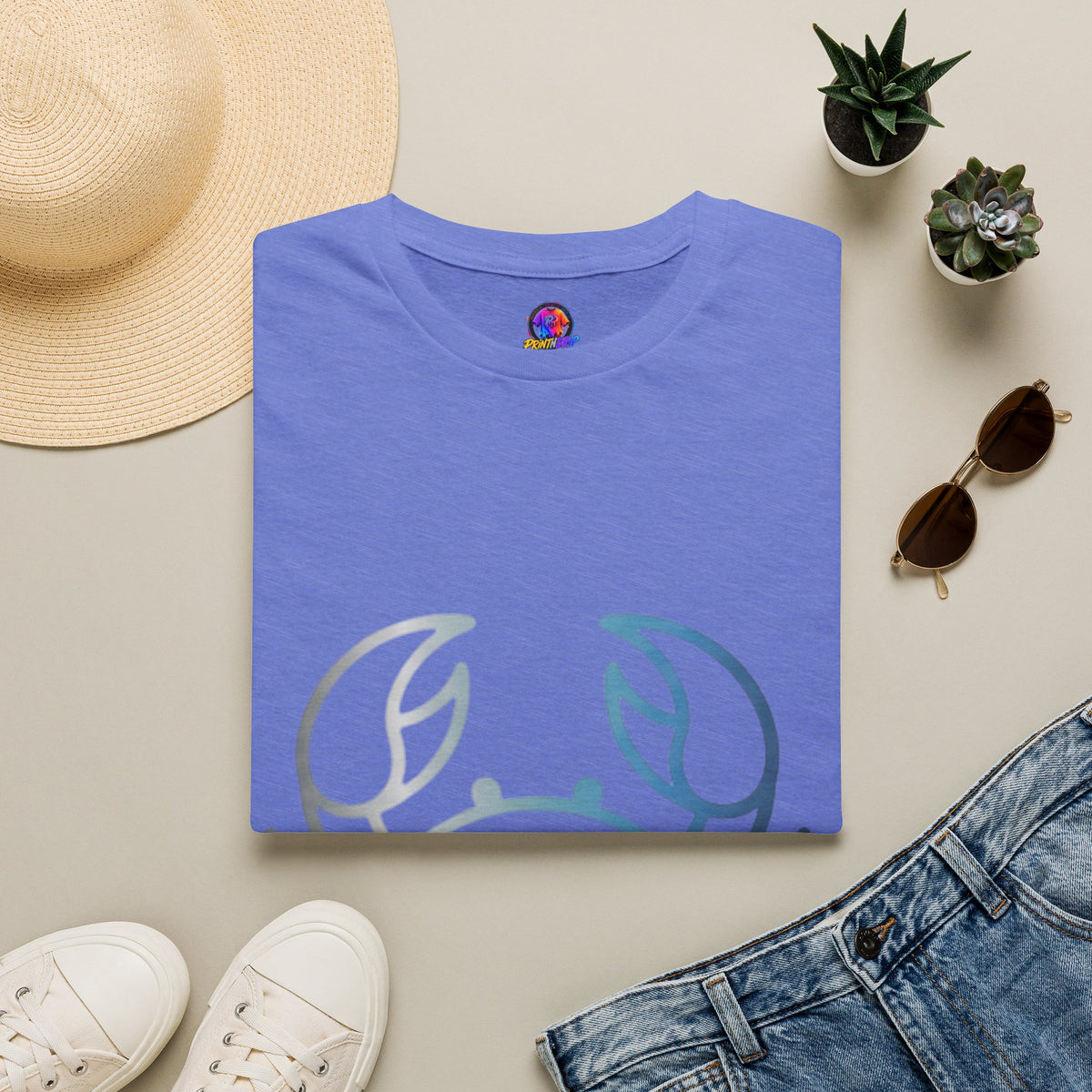 Cancer Zodiac Crab Graphic T-Shirt — Minimal Coastal Zodiac Summer Tee