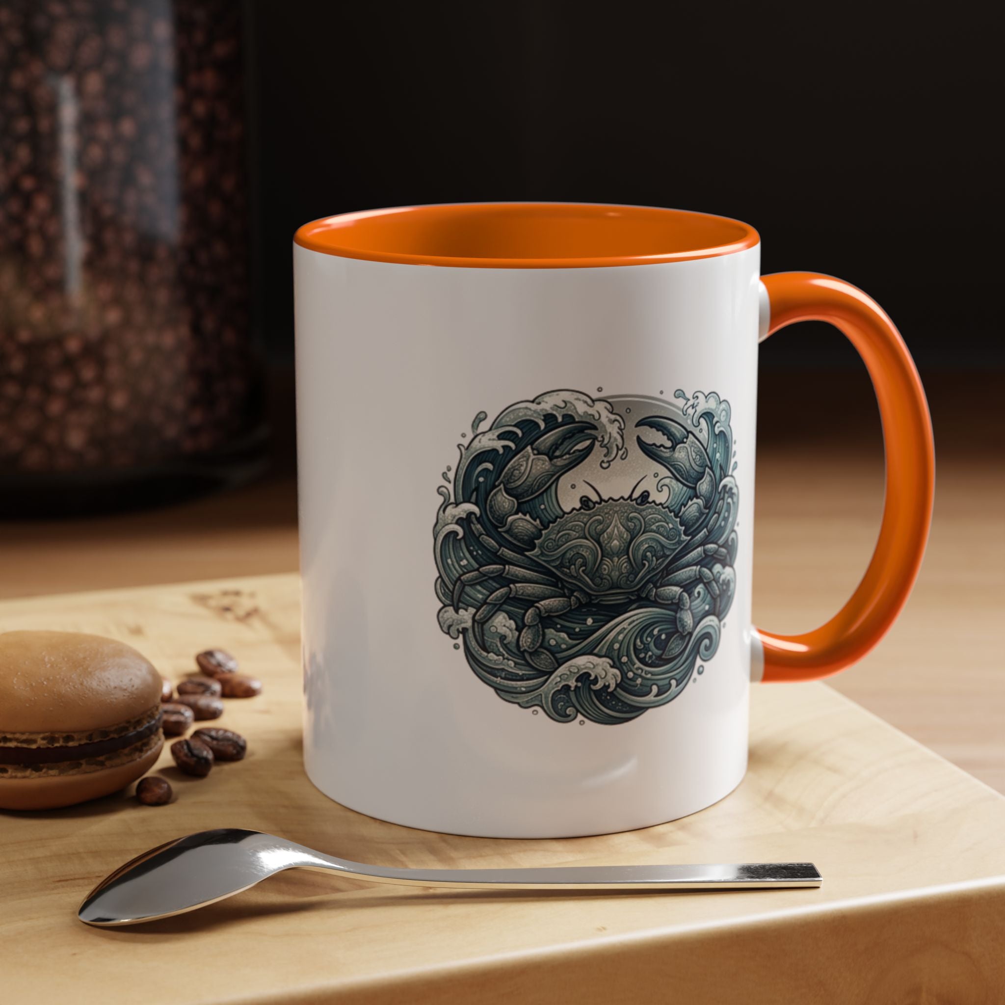 Crab Wave Accent Coffee Mug — Nautical Ocean Art